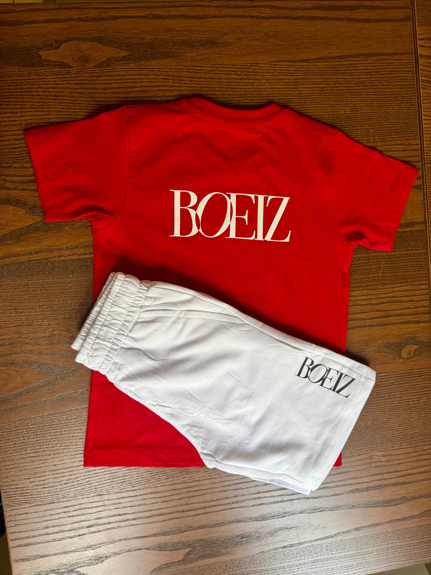 Boeiz Red Football T-Shirt & Shorts for Boys – Matching Set