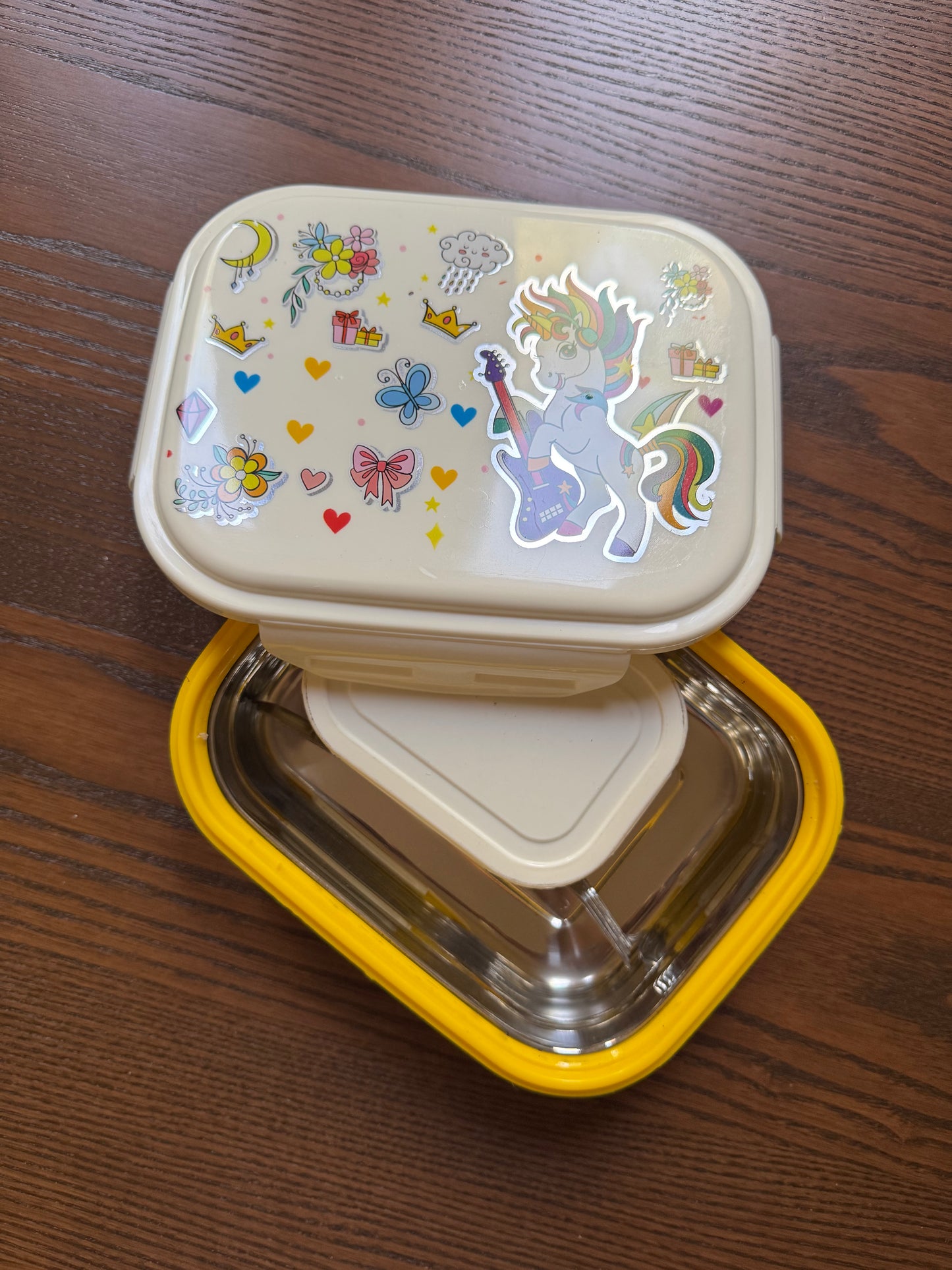 Unicorn Stainless Steel Lunch Box, Lunch box with Dibbi for School, School tiffen Box for Girls, Lunch box for Girls