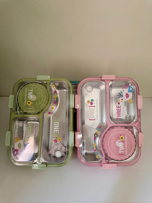 3-Compartment Bento School Lunch Box – Airtight, Stylish & Heat-Insulated