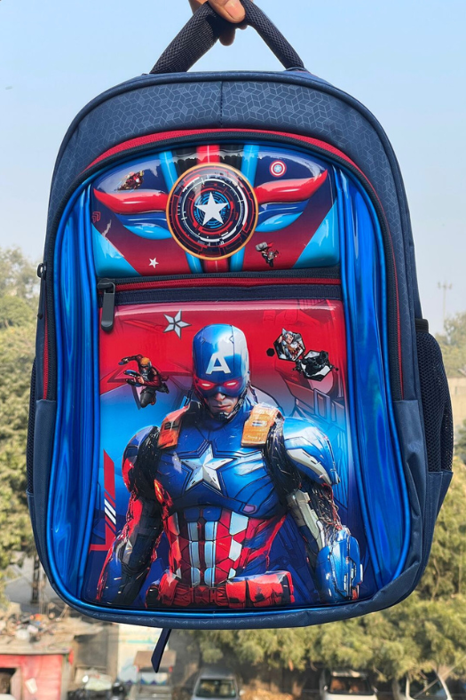 Captain America School Bag, Back pack, 3Zip Large Backpack, children Bag, 5-14Y Boys 