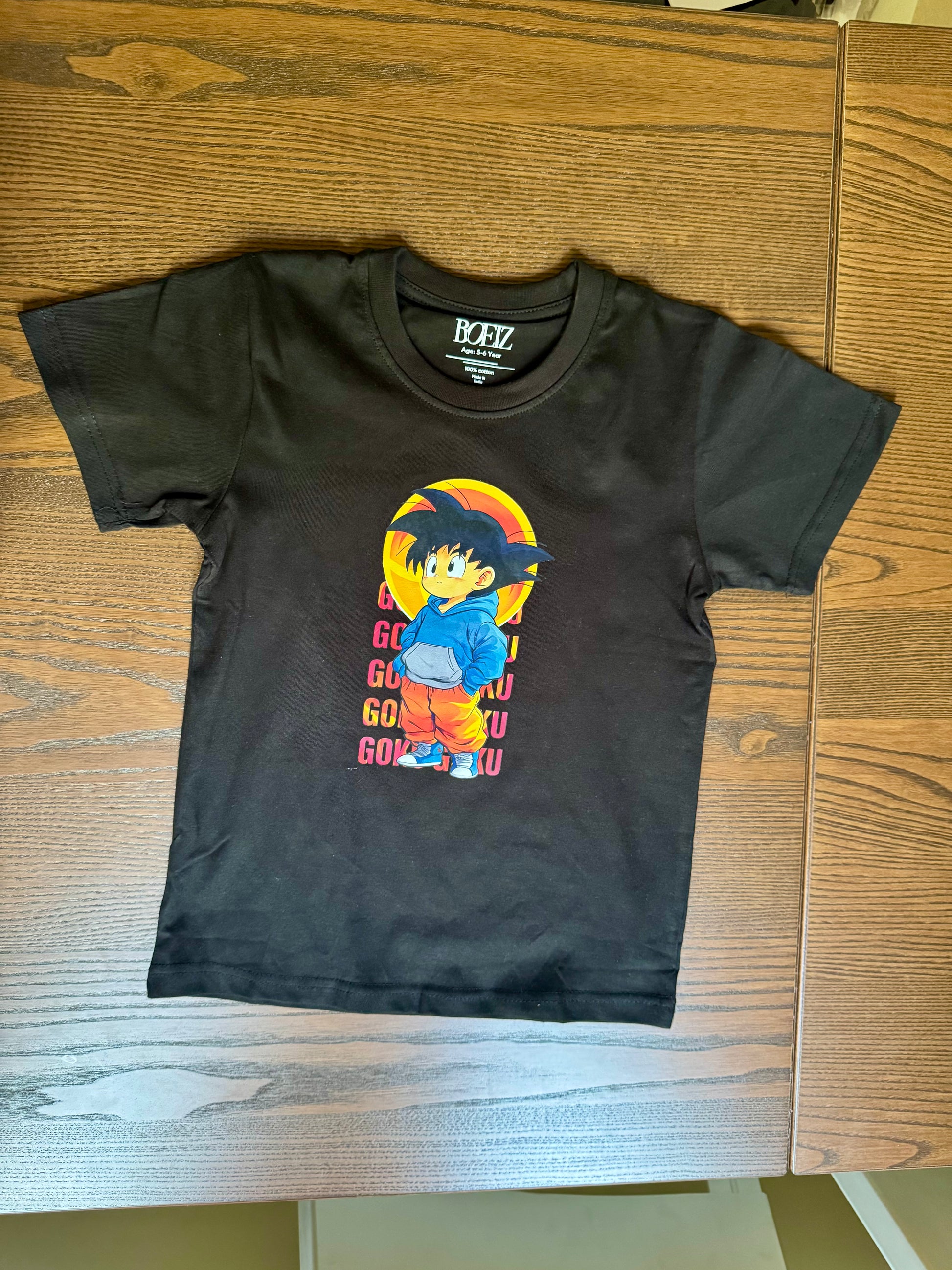 Black t-shirt with colorful graphic design GOKU DESIGN ANINE character