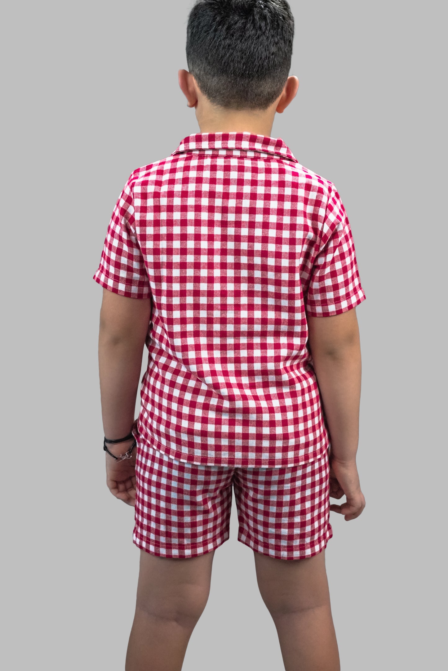 BOEIZ Red and White Small Checks Co-Ord Set