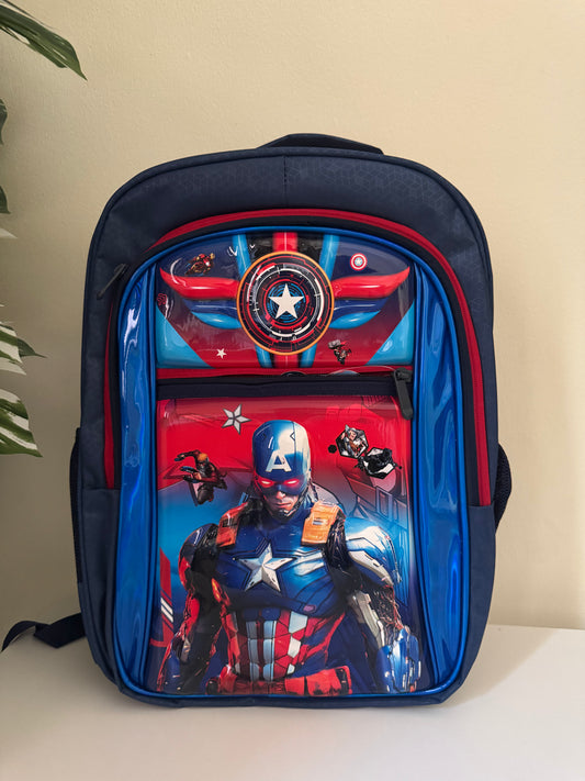 Captain America School Bag with Adjustable Straps – Spacious for Brave Little Heroes