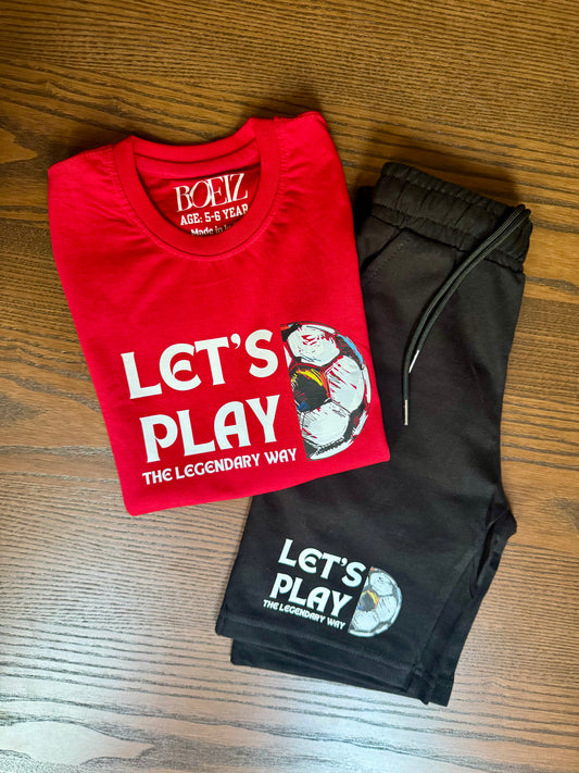 Red “Number 10” Football Coord Set for Boys – T-Shirt & Shorts Combo